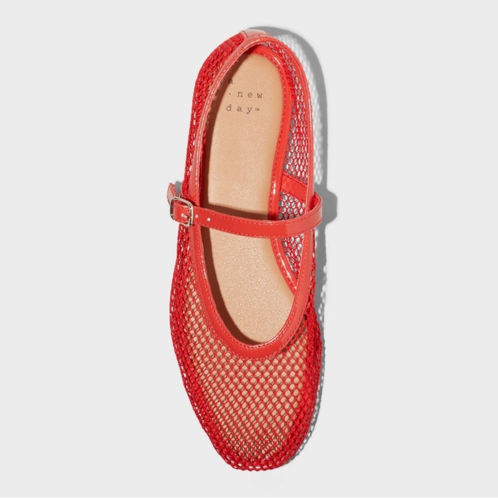 A New Day red mesh mary jane flats 5.5